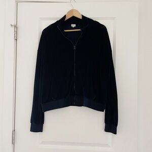 Kule Full Zip Velour Mockneck Track Jacket Navy